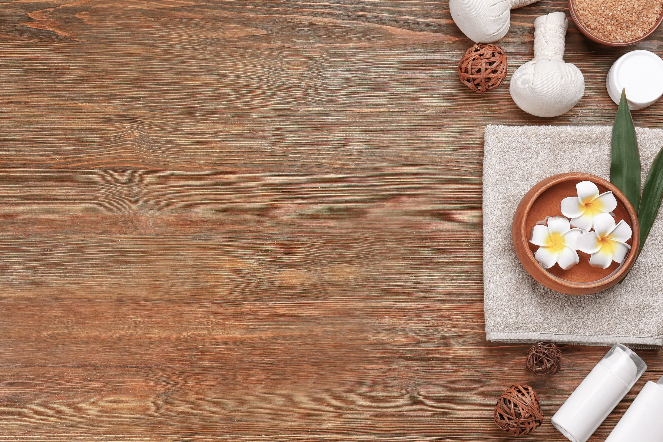 Spa Composition on Wooden Background